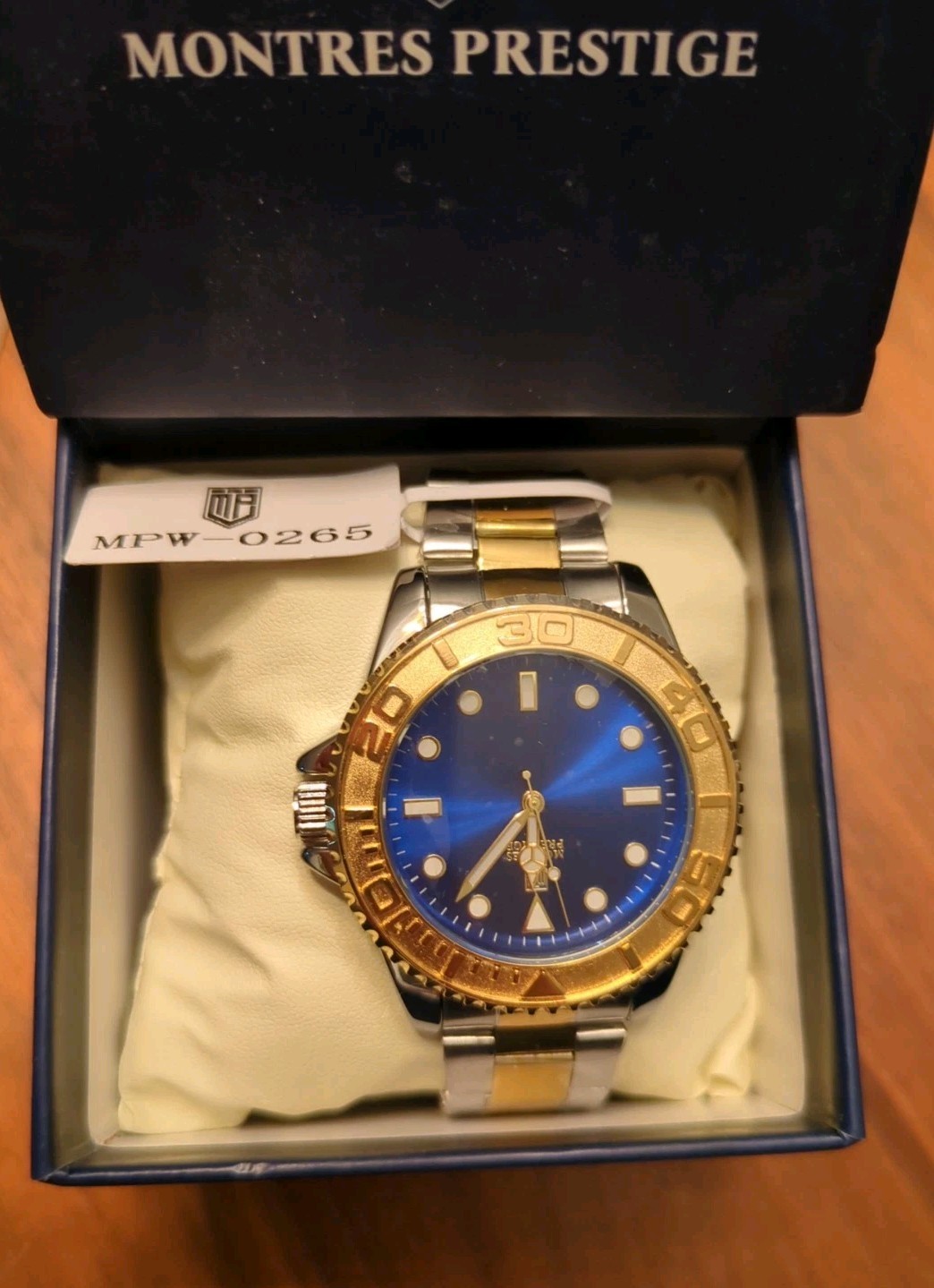 Montres Prestige MPW-0265 Gold & Silver 43mm Dive Style Watch New Boxed