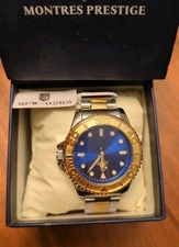 Montres Prestige MPW-0265 Gold & Silver 43mm Dive Style Watch New Boxed