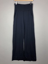 Cabi Chance High Rise Wide Leg Pull On Trouser Pants SZ S Navy Blue Pockets