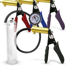 LeLuv Premium ULTIMA Penis Pump | Red/Purple Grips & Hose | Choose Cylinder Size