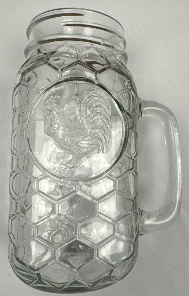 Mango de tarro de albañil para beber gallo 24 oz vidrio diseño de alambre de pollo granja elegante Foto 3 de 4