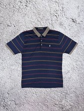 Playboy Retro Striped Polo Shirt Geometric Collar Navy Blue