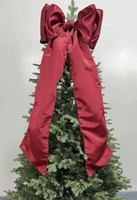 Burgundy Jumbo Satin Christmas Tree Topper Bow 22"x56" My Texas House 2025 SOLD