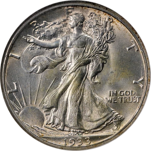 1933-S Walking Liberty Half CAC Sticker NGC MS63 Great Eye Appeal Strong Strike
