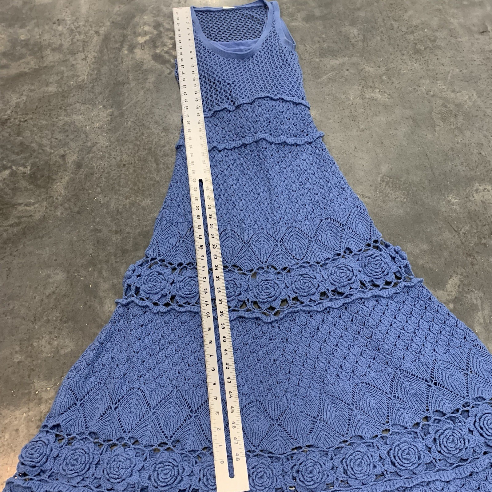 Alexis Aleala Dress Small Blue Crochet Knit Maxi Women’s