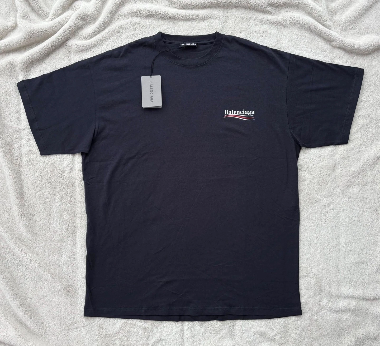 Balenciaga — Balenciaga Navy Blue Political Campaign Tee - Large - $700 - New - Authentic