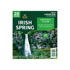 20 Count x 4oz Ea Irish Spring Men's Bar Soap Original Clean Deodorant Bars New
