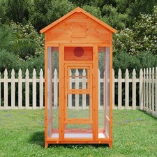 Bird Aviary Large Solid Pine Wood Brown 91.5x53x170cm Outdoor Parrot Enclosure.