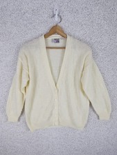 Vintage Knit Ivory Cream Button V Neck Cardigan Women's 14/16 Cottagecore Granny