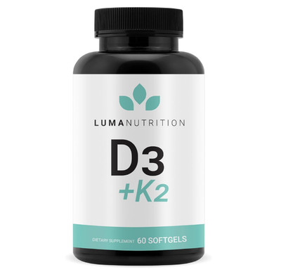 Luma Nutrition D3 + K2 Vitamin 10000 IU - Bone and Heart Health Supplement - Max