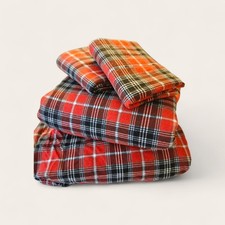 Full Size Flannel Sheet Set Ruvanti Black And Red Plaid 100 Cotton Deep Pocket