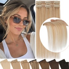 Clip in Real Remy Human Hair Extensions Mini Topper Fluffy Patches Hairpiece Pad