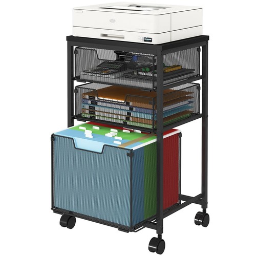 Rolling File Cart with 3 Drawers, Under Desk Storage Mobile Filing Cabinet fo...