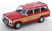 1989 JEEP GRAND WAGONEER RED WITH WOOD GRAIN PANELLING 1:18 BY KK SCALE MODELS