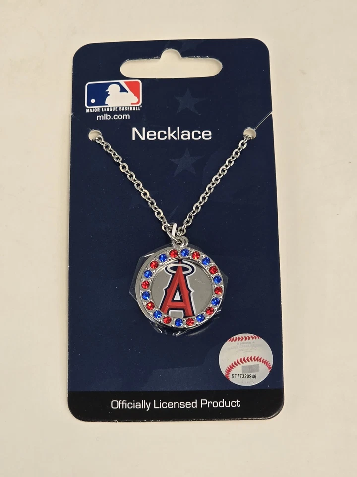 Game Time Los Angeles Angels MLB logo Disc chain necklace Rhinestone Accent New - Image 2 of 4