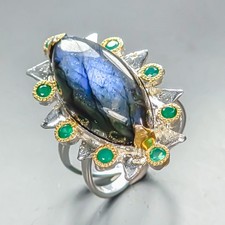 Gems ring Natural Labradorite Ring 925 Sterling Silver Size 7 /R457445