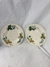 (2)- Mid Century Vintage 6” Metlox Grape Vine Saucers Pair California Pottery