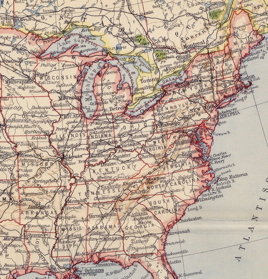 Mapa vintage del este de Estados Unidos 1939 Nueva York Florida/Verso Yellowstone Foto 2 de 4