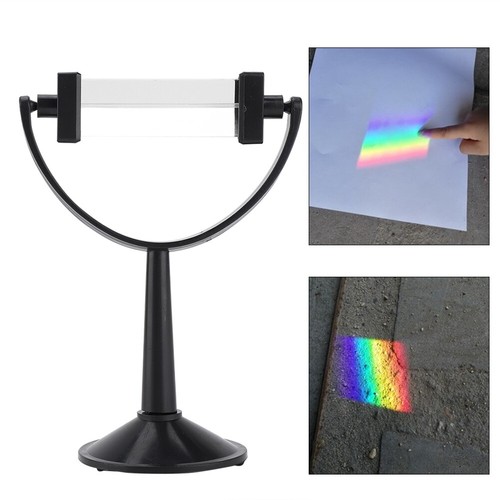Optical Glass Triangular Prism With Stand Physics Light Spectrum Teaching New - Picture 2 of 8