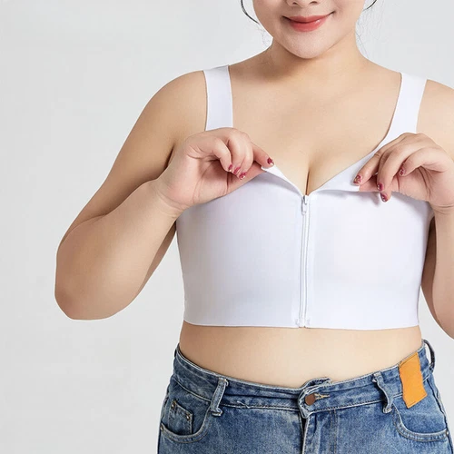 Women Zip Seamless Chest Breast Binder Tomboy FTM Sport Bra Vest Plus Size - Picture 3 of 22