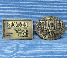  2 Frontier Hotel Las Vegas Casino Promo Belt Buckles Gold Rush Club Vtg.PCB620