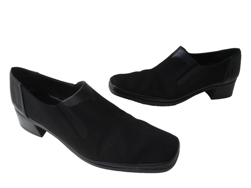 RANGONI BLACK LEATHER FABRIC LOAFERS WOMEN'S SIZE US 7.5 AAAA HOT MADE IN ITALY - Picture 3 of 10