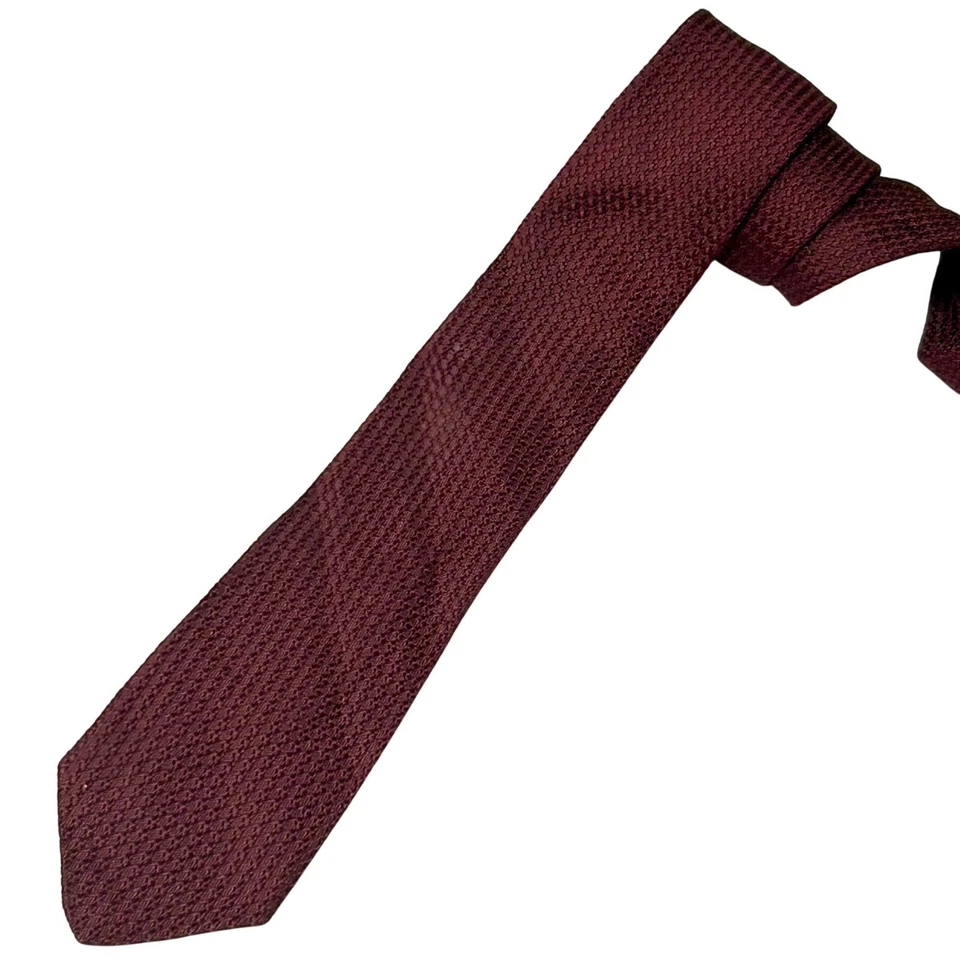 Corbata ROCKABILLY De Colección Años 50 Granate Texturada Suiza Tejido Seda Foto 2 de 3