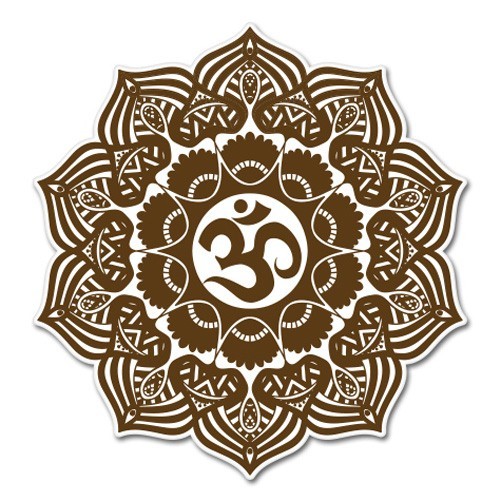Mandala Brown Om Car Laptop Phone Vinyl Sticker  - SELECT SIZE