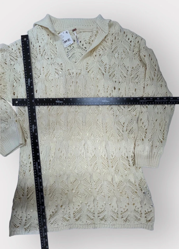 Vestido Free People Crochet Mujer Mediano Mini Marfil Crema Suéter Foto 2 de 4