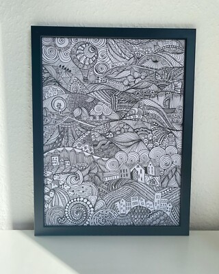Zentangle Bild FineLiner Art Freihandzeichnung 30*40 cm. Direkt vom Künstler
