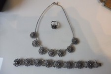 Jewelry Set 900 Silver, Necklace, Bracelet and Ring, Beautiful, Old Jewelry Set