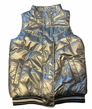 Nautica Girls Metallic Puffer Vest Silver Size Large new