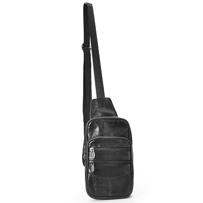 Marsupio Unisex In Finta Pelle Nero Con Cerniere Multiple E Tracolla Regolabile - Foto 5