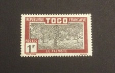 French Togo mint stamps 1924 sg 83 1f Palm trees black & claret MH