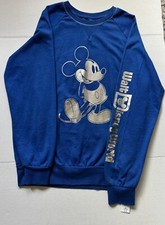NWT Mickey Mouse Blue Silver Sweatshirt Walt Disney World Parks Unisex - MEDIUM