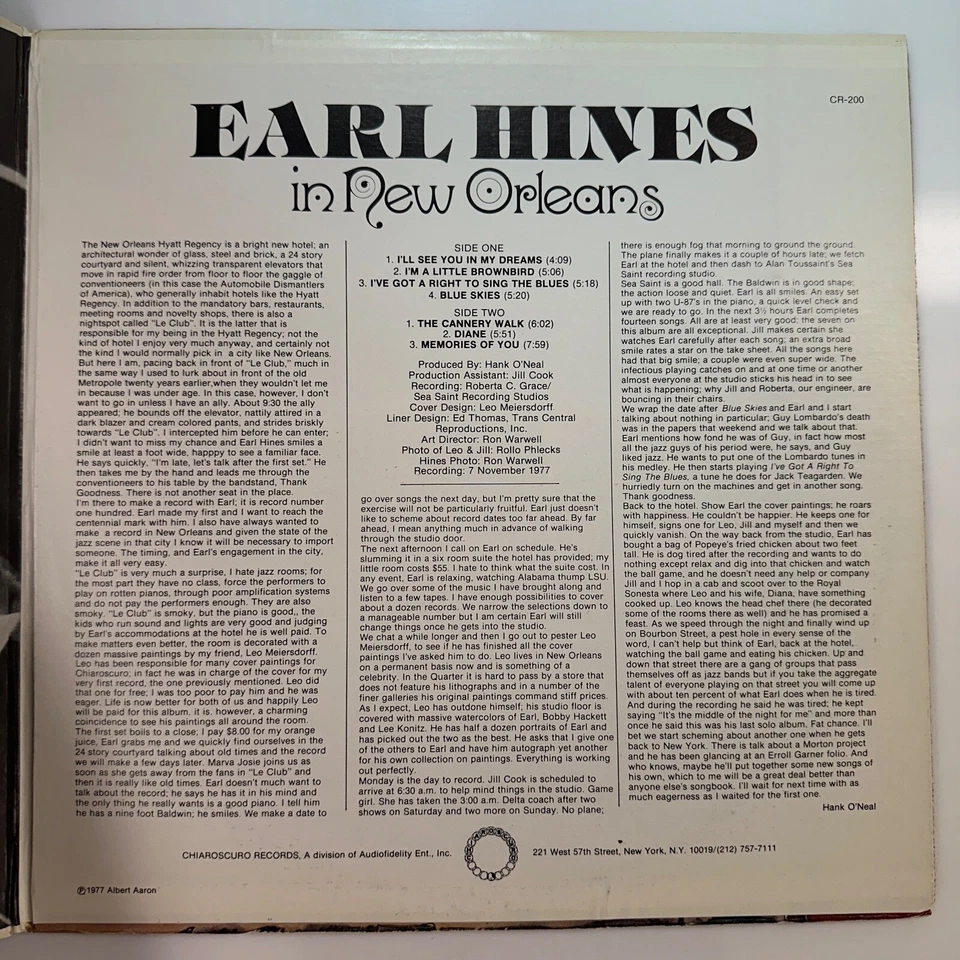 Earl Hines In New Orleans LP Record Vinyl Earl Hines Foto 4 de 4