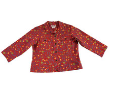 Gotcha Covered Women's Vintage Made In USA Red Floral Denim Jean Jacket, Size L