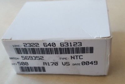 BC COMPONENTS 2322 640 63123 THERMISTOR - NTC 500PK (U2.4B4)    