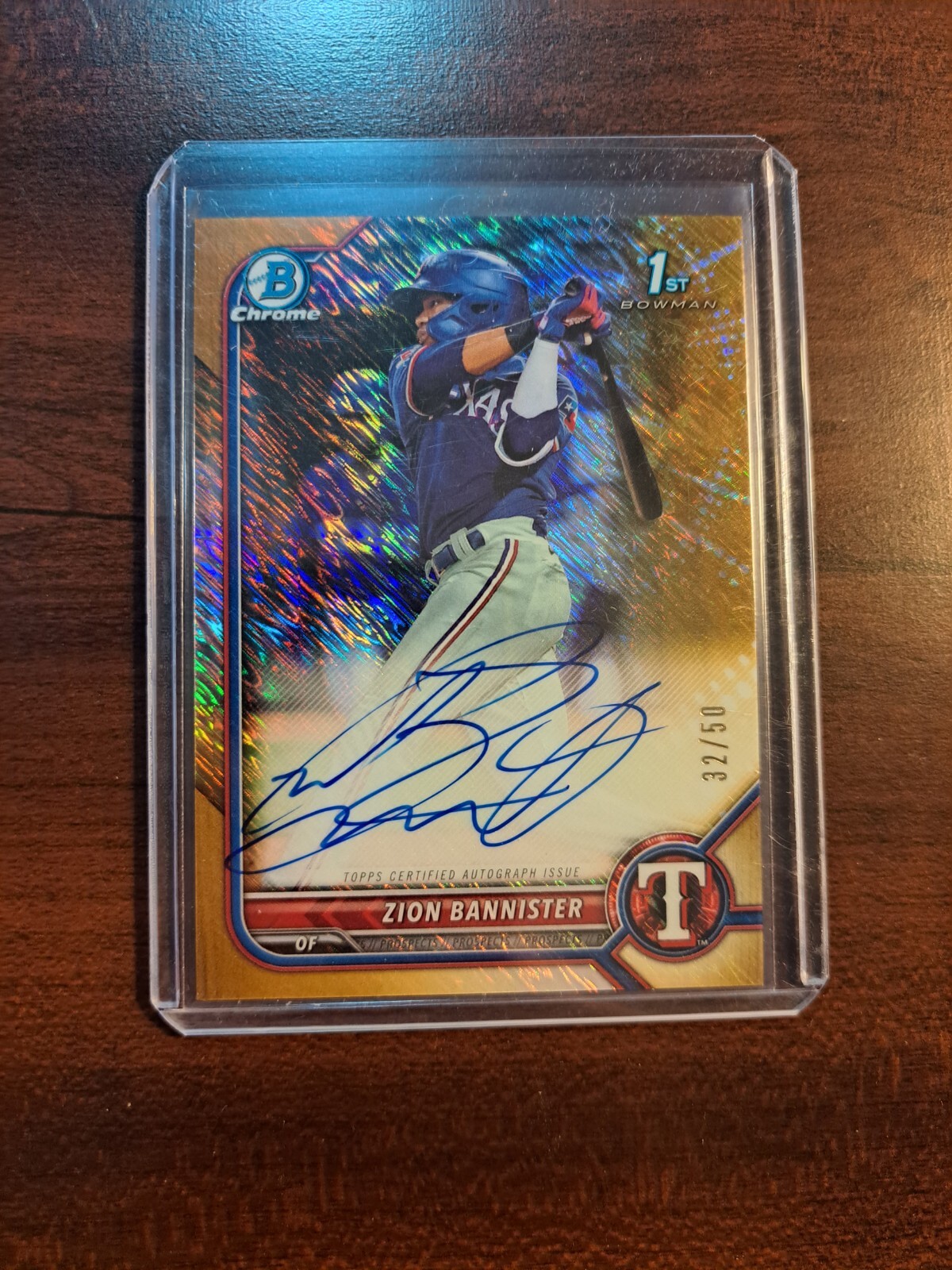 2022 Bowman Chrome Zion Bannister Autograph Gold Shimmer Refractor #CPAZB 32/50