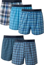 Hanes platinum 5 tagless classic cotton boxers check plaid super soft M 32 34