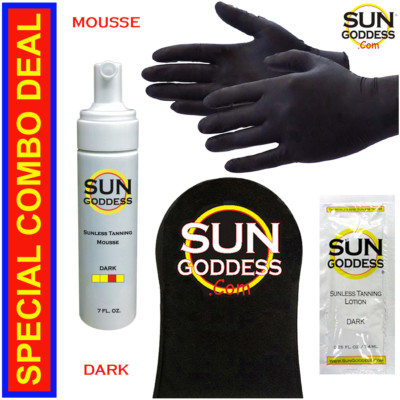 SUN GODDESS - Sunless Self Tanning Foam Mousse - DARK - 7 oz & Best Tanner Mitt