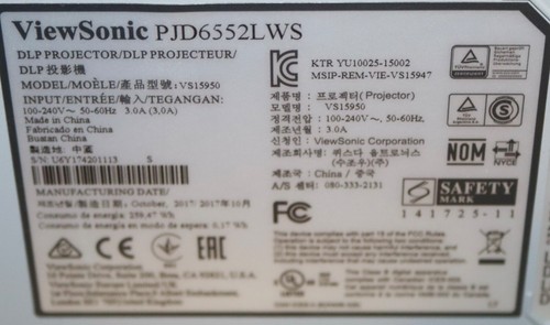 Viewsonic PJD6552LWS Short Throw HDMI Projector. From 4337-4346 Hours used - Picture 5 of 5