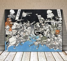 Traditional Japanese Samurai God Art ~ CANVAS PRINT 32x24" ~ Kuniyoshi Battle