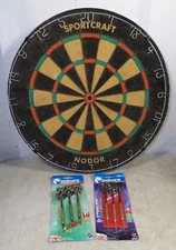 Vintage 1970s Sportcraft Nodor Bristle Dart Board England W/2 Sets Unicorn Darts