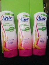 Nair Hair Remover Lotion For Legs - Body Aloe - Lanolin 9 oz (Pack of 3)