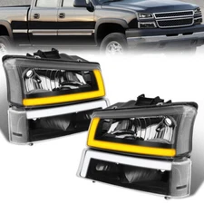 For 2003-2007 Chevy Silverado Avalanche LED DRL Headlights Bumper Lamps 03-06