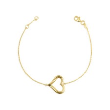 14K Yellow Gold Love Heart Bracelet 7"