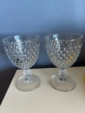 SET OF TWO VINTAGE DUNCAN & MILLER CLEAR HOBNAIL WATER GOBLET