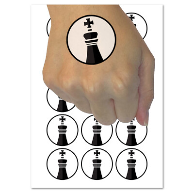 Chess Piece Black King Temporary Tattoo Water Resistant Fake Body Art Set