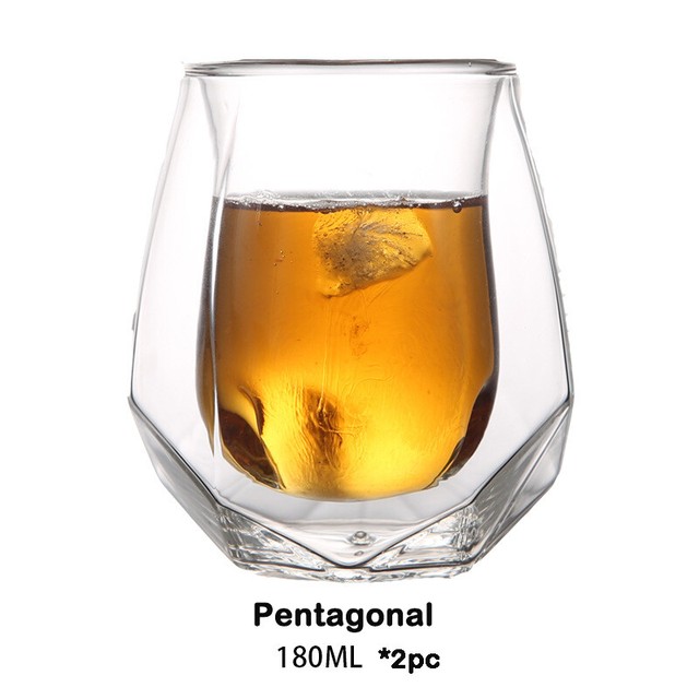 Hand Blown Double Walled Whiskey Glasses Set of 2 With luxury Gift Box Home Bar eBay